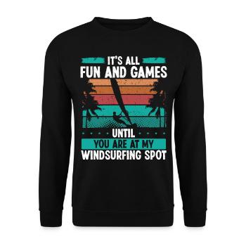 Windsurfer Board Windsurfing Sail Windsurfing Spot - Unisex Sweatshirt - black - Front - Alina (178cm) & Michal (187cm)