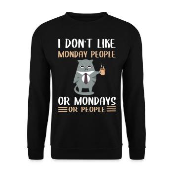 Moufle du matin Je déteste les gens du matin Café de chat - Sweat-shirt Unisexe - noir - Devant - Alina (178cm) & Michal (187cm)
