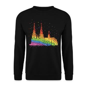 Cologne Cathedral Kölle Gay Rainbow Flag Pride - Unisex Sweatshirt - black - Front - Alina (178cm) & Michal (187cm)
