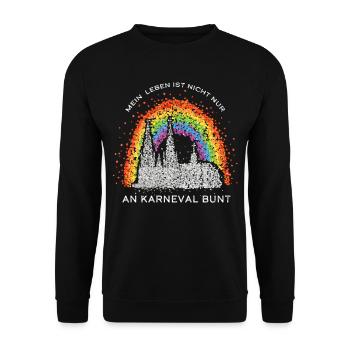 Kölner Dom Karneval 5. Jahreszeit Regenbogenfahne - Unisex Pullover - Schwarz - Vorne - Alina (178cm) & Michal (187cm)