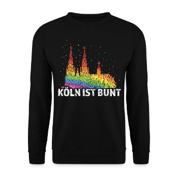 Kölner Dom Regenbogenfahne Pride LGBTQ Homosexuell - Unisex Pullover - Schwarz - Vorne - Alina (178cm) & Michal (187cm)