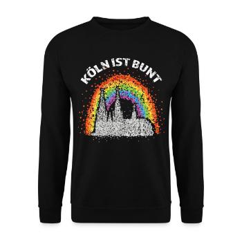 Kölner Dom Regenbogenfahne Transgender Homosexuell - Unisex Pullover - Schwarz - Vorne - Alina (178cm) & Michal (187cm)