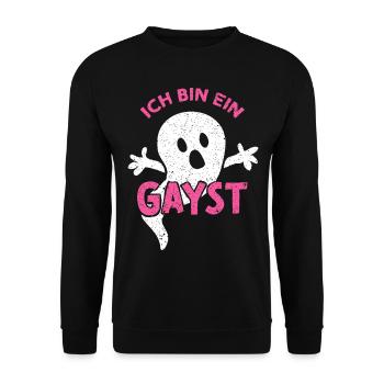 Geist Kostümersatz Gay Schwul Karneval Homosexuell - Unisex Pullover - Schwarz - Vorne - Alina (178cm) & Michal (187cm)