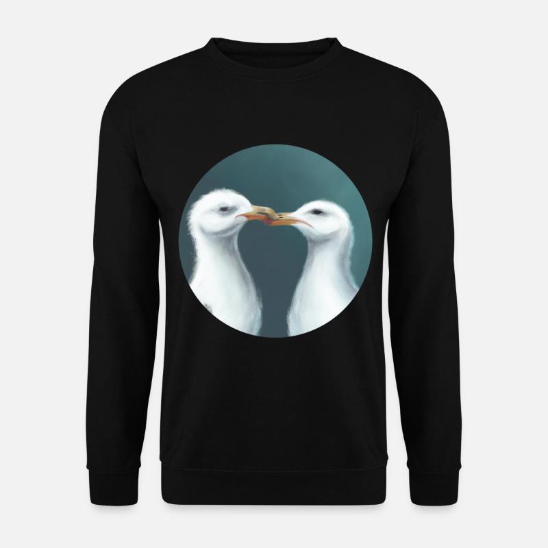 Küssende Möwen - Unisex Pullover - Schwarz