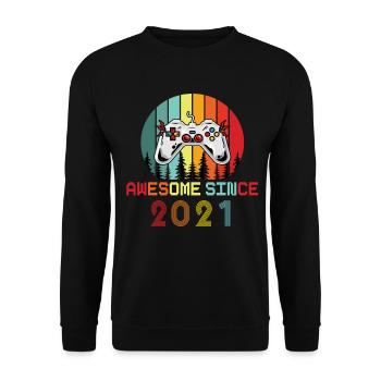 Awesome Since 2021 Geburtstag 2021 Vintage 2021 - Unisex Pullover - Schwarz - Vorne - Alina (178cm) & Michal (187cm)