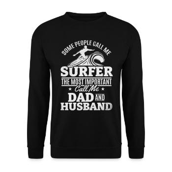 Surfeur d’eau Papa Surf Daddy Surfboard Surfer - Sweat-shirt Unisexe - noir - Devant - Alina (178cm) & Michal (187cm)