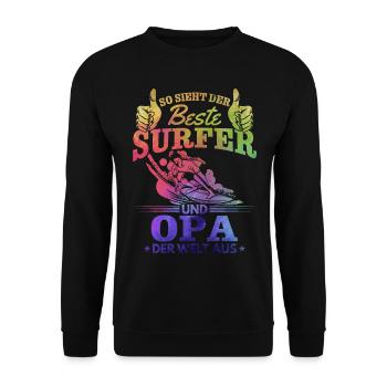 So sieht der beste Surfer und Opa der Welt aus - - Unisex Pullover - Schwarz - Vorne - Alina (178cm) & Michal (187cm)