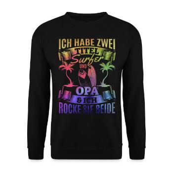 Surfing Opa Surfen Wellenreiten Surfbrett Surfing - Unisex Pullover - Schwarz - Vorne - Alina (178cm) & Michal (187cm)