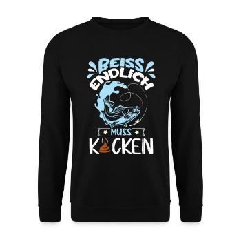 Angeln Fischen Angelrute - Unisex Pullover - Schwarz - Vorne - Alina (178cm) & Michal (187cm)