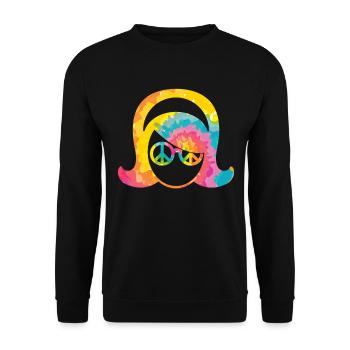 70s Seventies 1970s Party Outfit Peace 60s - Unisex Sweatshirt - black - Front - Alina (178cm) & Michal (187cm)