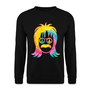 70s Seventies 1970s Party Outfit Peace 60s - Unisex Sweatshirt - black - Front - Alina (178cm) & Michal (187cm)