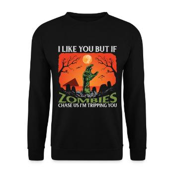 Scary halloween pumpkin witches zombie ghosts - Unisex Sweatshirt - black - Front - Alina (178cm) & Michal (187cm)