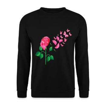 Rose Papillons Rose Fleurs Design - Sweat-shirt Unisexe - noir - Devant - Alina (178cm) & Michal (187cm)