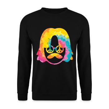 70s Seventies 1970s Party Outfit Peace 60s - Unisex Sweatshirt - black - Front - Alina (178cm) & Michal (187cm)