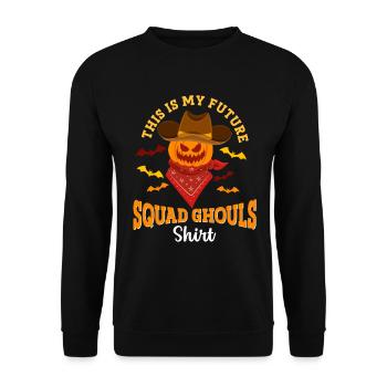 Cowboy Halloween Future Squad Ghouls Skeleton - Unisex Sweatshirt - black - Front - Alina (178cm) & Michal (187cm)