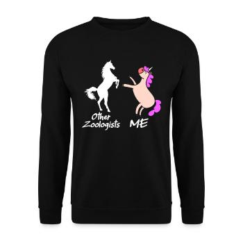 Zoologist Mythical Unicorn Zoo Animals Zoology - Unisex Sweatshirt - black - Front - Alina (178cm) & Michal (187cm)