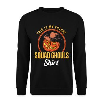 Cowboy Halloween Future Squad Ghouls Skeleton - Unisex Sweatshirt - black - Front - Alina (178cm) & Michal (187cm)