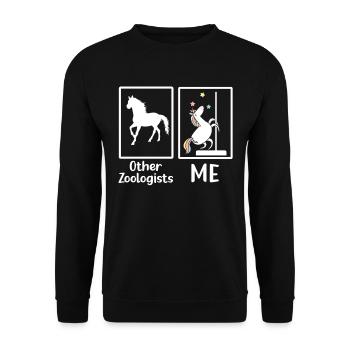 Zoologist Mythical Unicorn Zoo Animals Zoology - Unisex Sweatshirt - black - Front - Alina (178cm) & Michal (187cm)