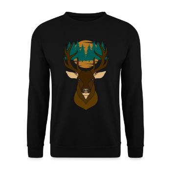Bois de cerf rouge avec des bois de cerf - Sweat-shirt Unisexe - noir - Devant - Alina (178cm) & Michal (187cm)
