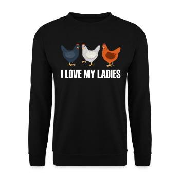 J’aime mes dames Poulet Poussins Poussins Poulets - Sweat-shirt Unisexe - noir - Devant - Alina (178cm) & Michal (187cm)