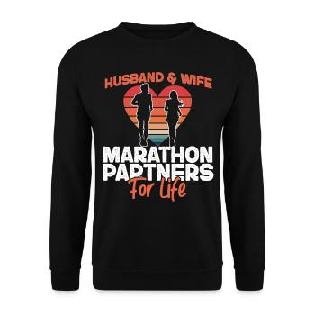 Running Runner Semi-Marathon - Sweat-shirt Unisexe - noir - Devant - Alina (178cm) & Michal (187cm)