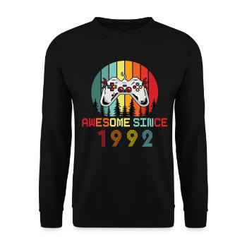 Awesome Since 1992 Geburtstag 1992 Vintage 1992 - Unisex Pullover - Schwarz - Vorne - Alina (178cm) & Michal (187cm)