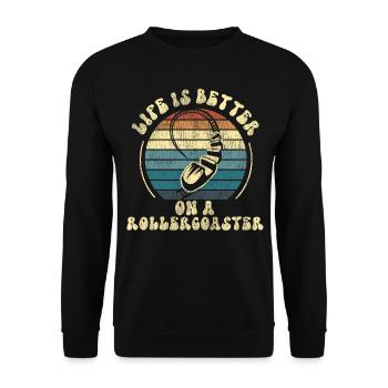 Roller Coaster Retro Vintage Life - Unisex Pullover - Schwarz - Vorne - Alina (178cm) & Michal (187cm)