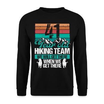 41 Birthday Sloth Hiking Mountains 41 Year Old - Unisex Pullover - Schwarz - Vorne - Alina (178cm) & Michal (187cm)