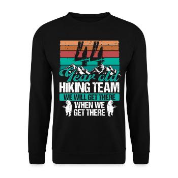 44 Birthday Sloth Hiking Mountains 44 Year Old - Unisex Pullover - Schwarz - Vorne - Alina (178cm) & Michal (187cm)
