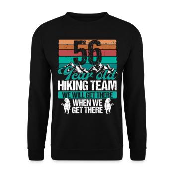 56 Birthday Sloth Hiking Mountains 56 Year Old - Unisex Pullover - Schwarz - Vorne - Alina (178cm) & Michal (187cm)