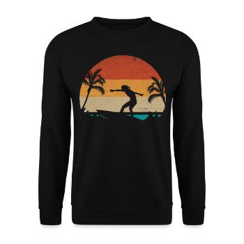 Retro Surf Water Surfer Lady Surf Planche de surf - Sweat-shirt Unisexe - noir - Devant - Alina (178cm) & Michal (187cm)