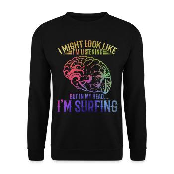 Water Surfing Surf Surf Surf surfeur surf - Sweat-shirt Unisexe - noir - Devant - Alina (178cm) & Michal (187cm)