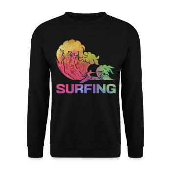 Surfing Water Surfing Surfboard Surfer Wave - Unisex Sweatshirt - black - Front - Alina (178cm) & Michal (187cm)