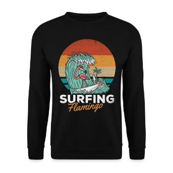 Surfer Flamingo Surfboard Surfer Drôle de surf - Sweat-shirt Unisexe - noir - Devant - Alina (178cm) & Michal (187cm)