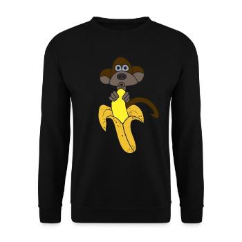 Funny design with a monkey and a banana - Unisex Sweatshirt - black - Front - Alina (178cm) & Michal (187cm)