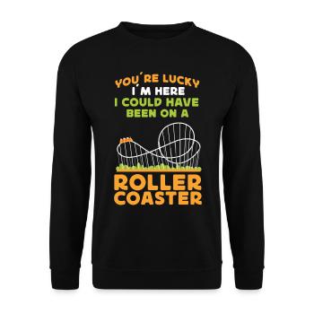 Roller Coaster You're Lucky I'm - Unisex Pullover - Schwarz - Vorne - Alina (178cm) & Michal (187cm)