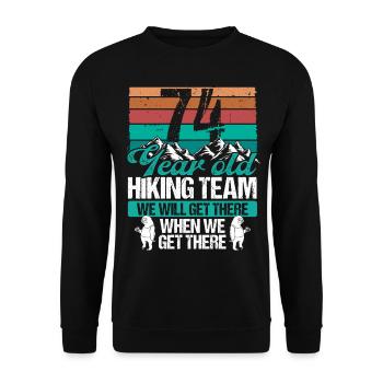 74 Birthday Sloth Hiking Mountains 74 Year Old - Unisex Pullover - Schwarz - Vorne - Alina (178cm) & Michal (187cm)