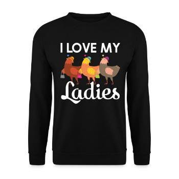 J’aime mes dames Poulet Poussins Poussins Poulets - Sweat-shirt Unisexe - noir - Devant - Alina (178cm) & Michal (187cm)