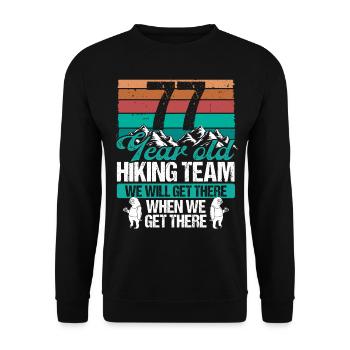 77 Birthday Sloth Hiking Mountains 77 Year Old - Unisex Pullover - Schwarz - Vorne - Alina (178cm) & Michal (187cm)