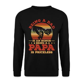 Dad is an honor, a dad is priceless, - Unisex Sweatshirt - black - Front - Alina (178cm) & Michal (187cm)