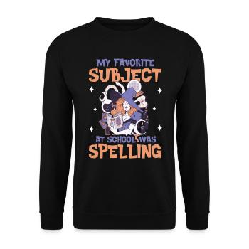 My Favorite Subject What Spelling Halloween Witch - Unisex Sweatshirt - black - Front - Alina (178cm) & Michal (187cm)