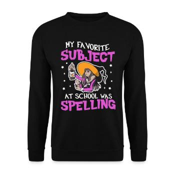 My Favorite Subject What Spelling Halloween Witch - Unisex Sweatshirt - black - Front - Alina (178cm) & Michal (187cm)