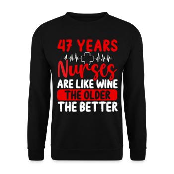 47 Year Old Nurse Appreciation Wine 47 Birthday - Unisex Pullover - Schwarz - Vorne - Alina (178cm) & Michal (187cm)