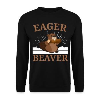 Eifriger Biber Wildtier Tier Kanada Damm Nagetier - Unisex Pullover - Schwarz - Vorne - Alina (178cm) & Michal (187cm)