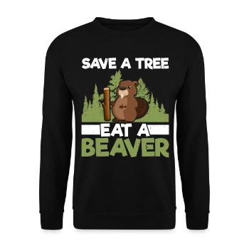 Save a tree, eat a beaver wild animal animal - Unisex Sweatshirt - black - Front - Alina (178cm) & Michal (187cm)