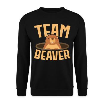 Team Biber Wildtier Tier Kanada Damm Nagetier - Unisex Pullover - Schwarz - Vorne - Alina (178cm) & Michal (187cm)