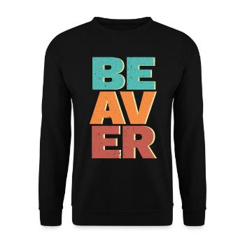 Rétro Castor Faune Animal Canada Barrage Rongeur - Sweat-shirt Unisexe - noir - Devant - Alina (178cm) & Michal (187cm)