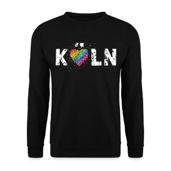 Köln LGBTQ Community Pride Regenbogenfahne Queer - Unisex Pullover - Schwarz - Vorne - Alina (178cm) & Michal (187cm)