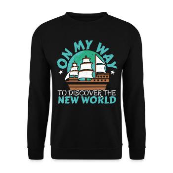Auf dem Weg zur Entdeckung der Neuen Welt Kolumbus - Unisex Pullover - Schwarz - Vorne - Alina (178cm) & Michal (187cm)