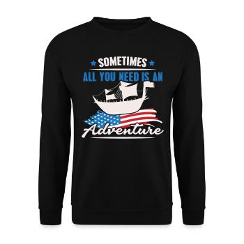 Tout ce dont vous avez besoin est une aventure Columbus-T - Sweat-shirt Unisexe - noir - Devant - Alina (178cm) & Michal (187cm)